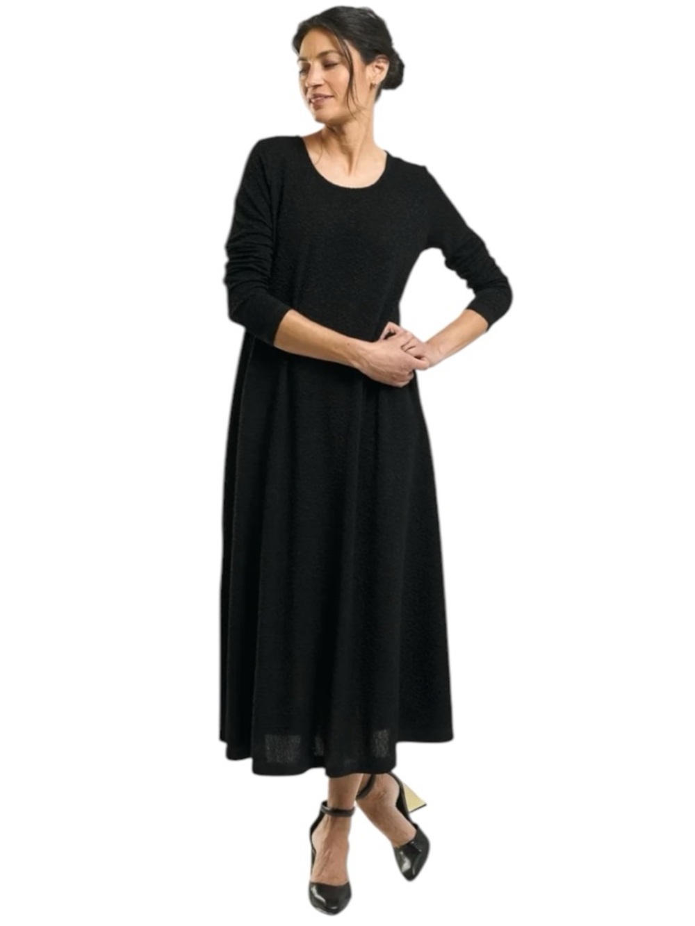 Alembika Sabrina A-Line Textured Stretch Black Dress Pockets Size 1 | US US 6-8